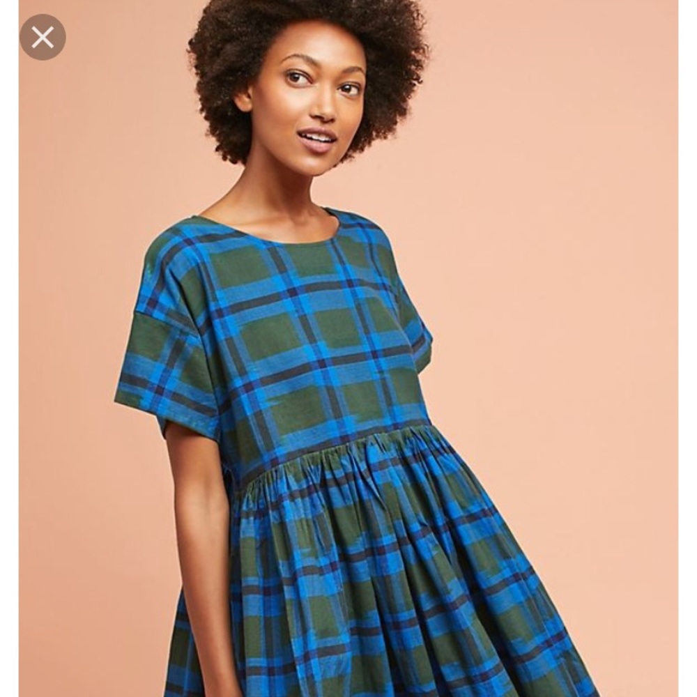 ISO Norblacknorwhite Anthro  Plaid Swing Dress